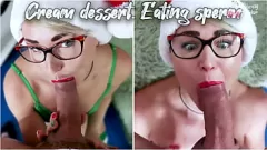 Abspielen Vollbusige blonde MILF lutscht einen Schwanz und bekommt eine cremige Gesichtsbehandlung